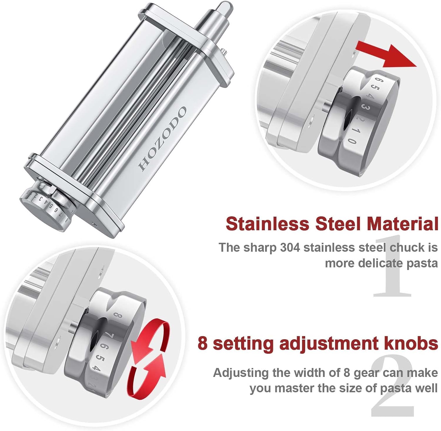 Pasta Attachment for Stand Mixer, 3 Piece Set with Sheet Roller and Cutter G242