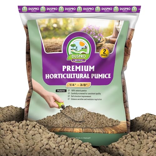 DUSPRO RECYCLE Horticultural Pumice for Plants Indoor, Ideal Soil Additive for Bonsai, Succulent, Cactus, Pumice Stone for Plants Practical Size 1/4" - 3/8", 2 QT