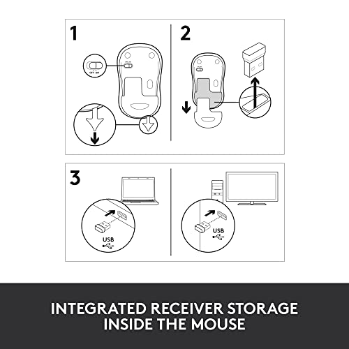 Wireless Mouse, 2.4GHz USB Receiver, 12-Month Battery, 1000 DPI Optical Tracking I608686