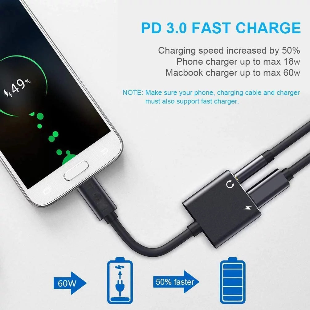 USB-C to 3.5mm Headphone Adapter with Fast Charging R4586