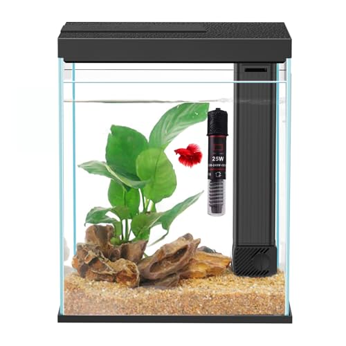 Glass Betta Fish Tank Starter Kits, 2 Gallon Fish Tank with Heater Filter and Light, Self-Cleaning Small Fish Tank.