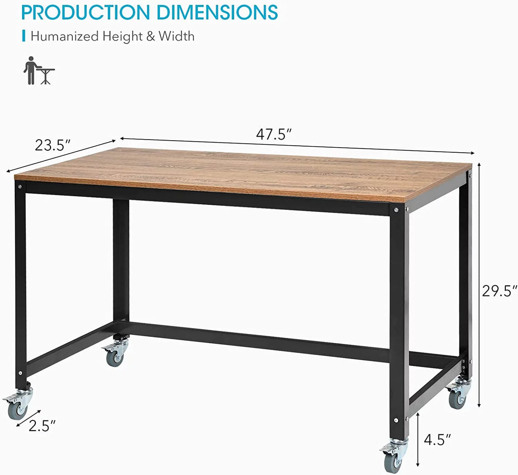 Mobile Rolling Computer Desk with 4 Wheels for Home Office Q20282