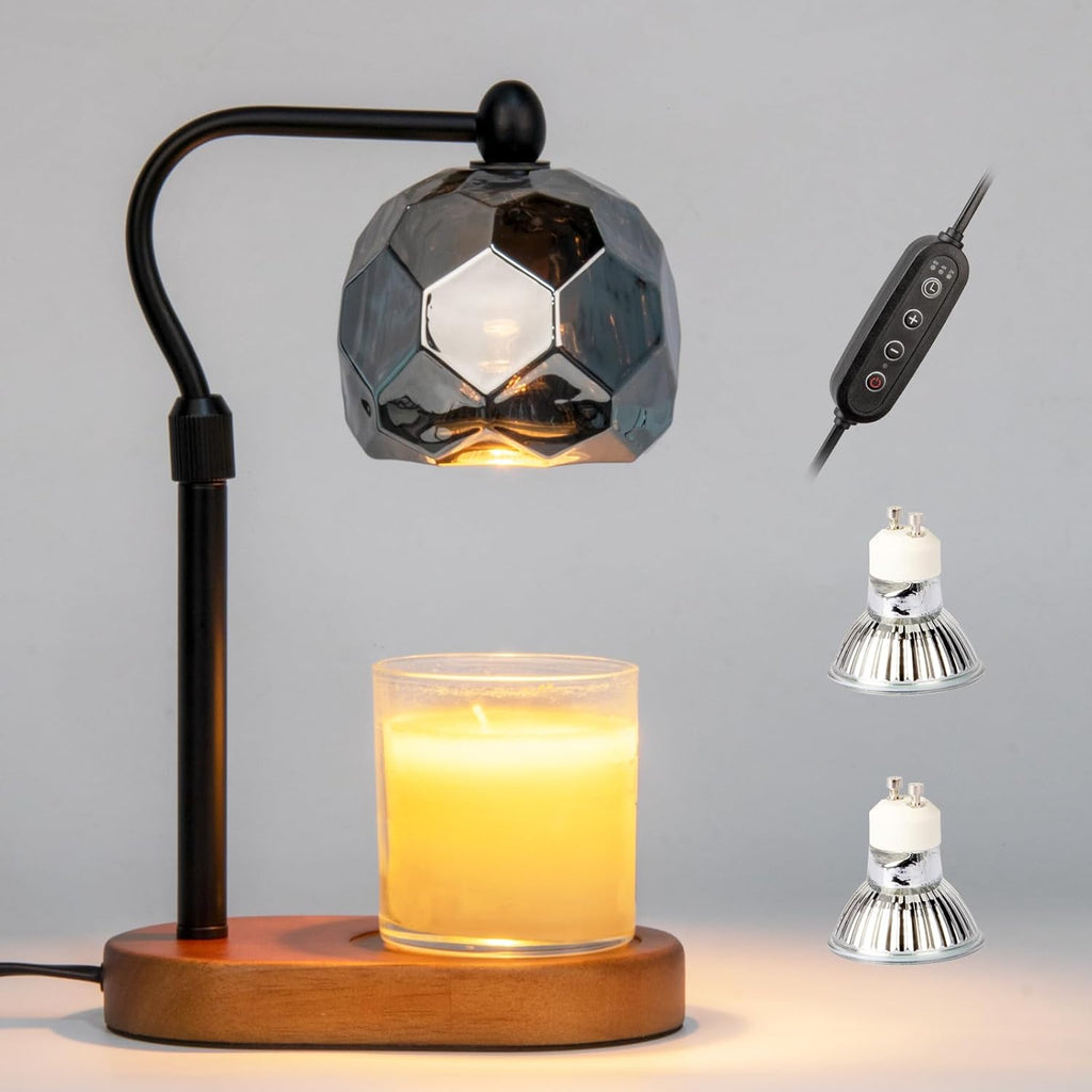 Candle Warmer Lamp with Timer, Adjustable Dimmer and Height, Wooden Base C5110