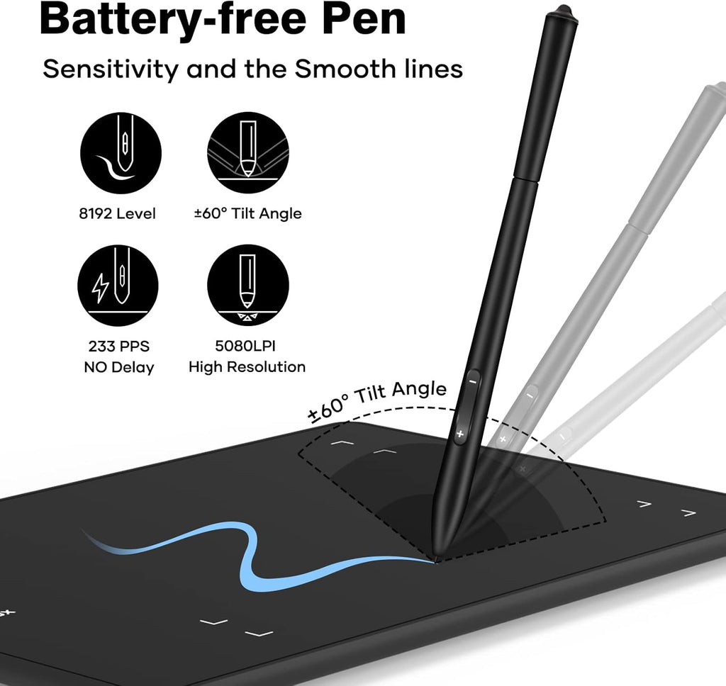 Graphics Drawing Tablet with 8 x 6 Inch Active Area and 8192 Level Pen L27958