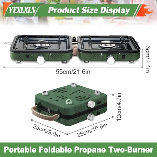Foldable 2-Burner Camping Stove with Griddle and Carrying Bag Z769