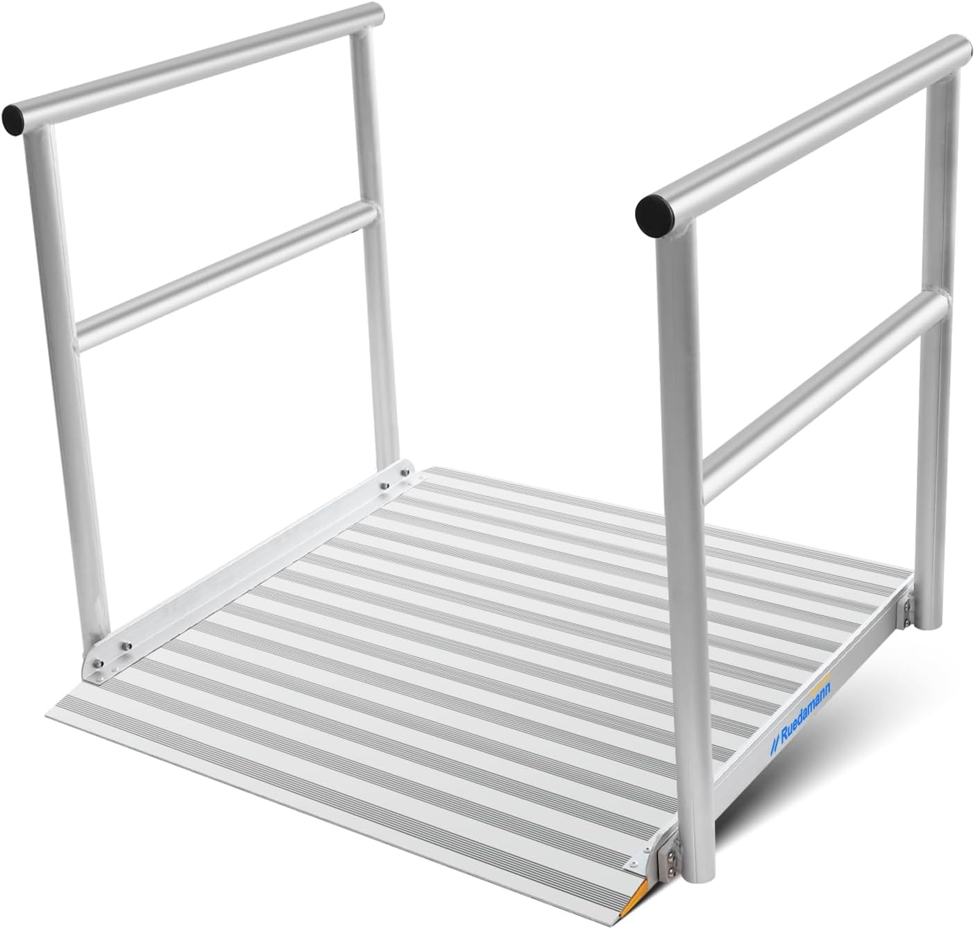 Ruedamann 3'L x 36" W Aluminum Wheelchair Ramp with Handrails, 600 Lbs Capacity Threshold Ramp for Home Steps Stairs Curbs, Non-Slip Access Ramp, Doorway Ramp for Wheelchairs Scooters Carts Walkers