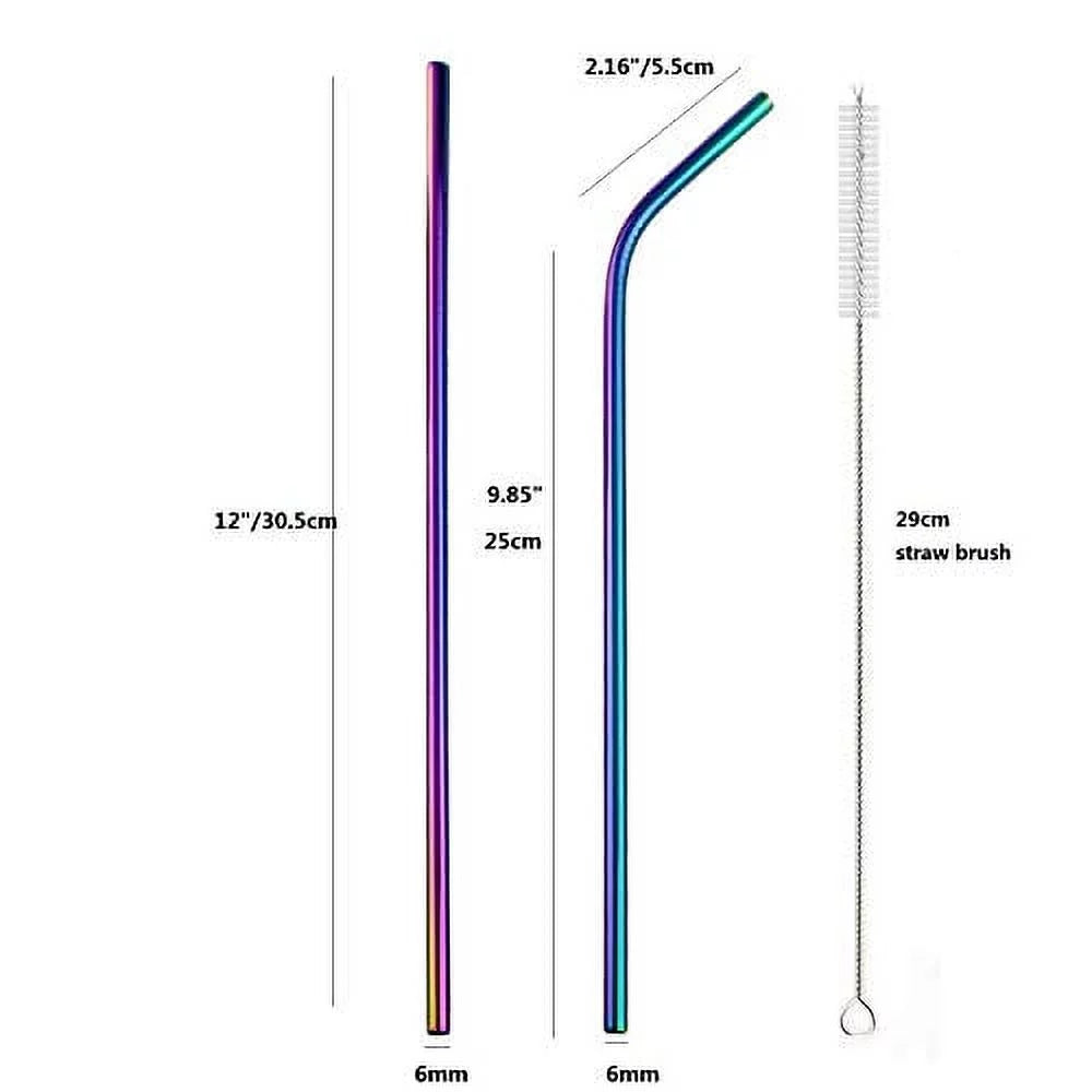12 Inch Reusable Stainless Steel Straws with Silicone Tips N6810