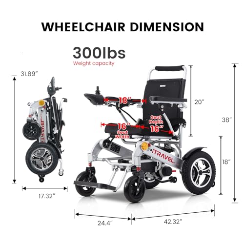 Electric Wheelchair for Adults Lightweight Foldable All Terrain I8536