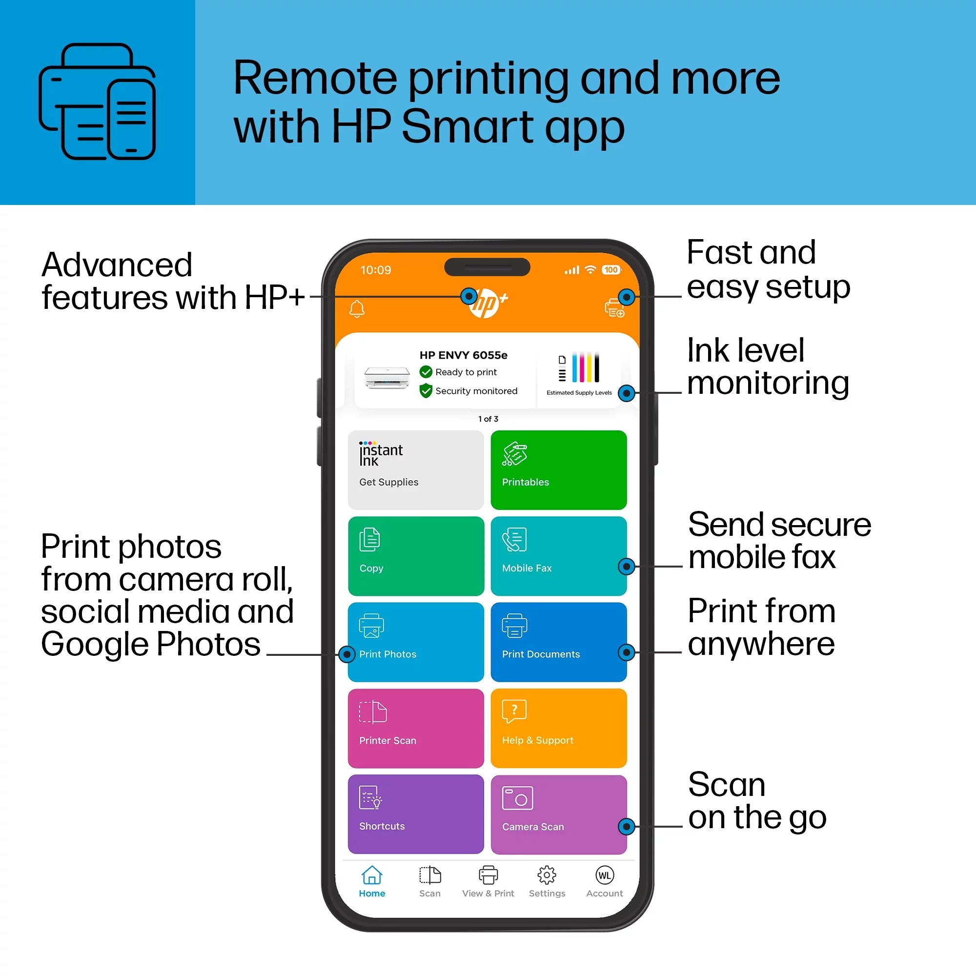 Wireless Color Inkjet Printer with Instant Ink F654