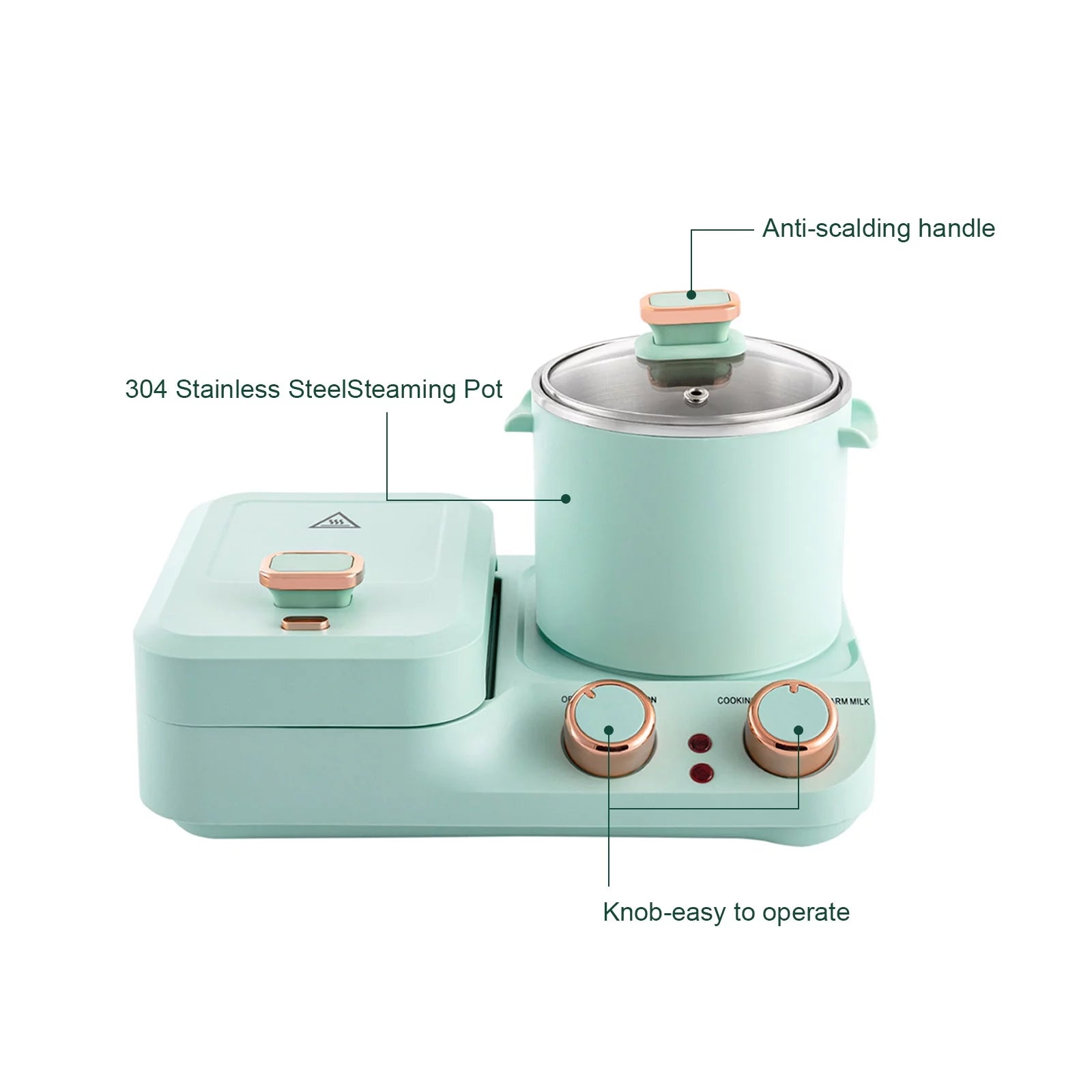 3 in 1 Breakfast Station with Frying Pan, Non-stick Plate, Stockpot A64785