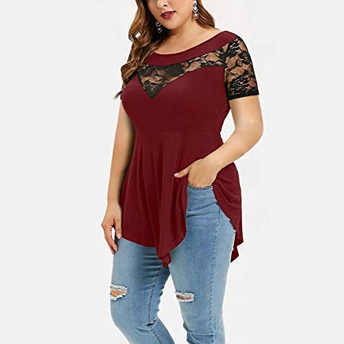 Women's Summer Casual Floral Lace Short Sleeve Blouse R229539