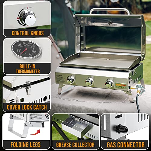 Portable Propane Gas Griddle 3-Burner with Foldable Cart and Side Table P920723