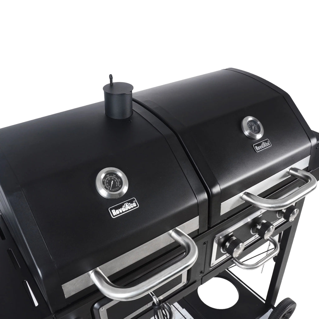 Dual Fuel Gas & Charcoal Combo Grill, Black with Stainless G2724
