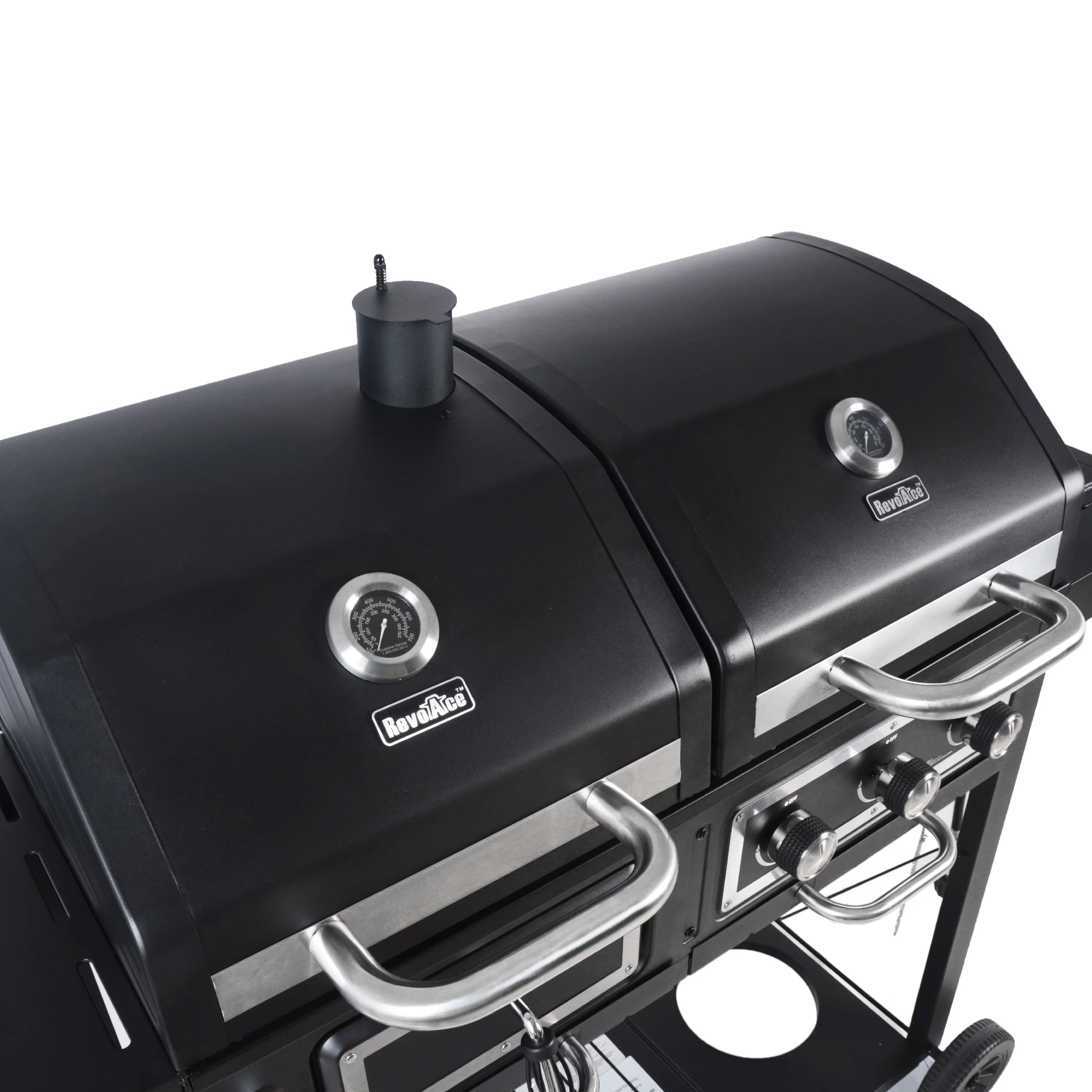 Dual Fuel Gas & Charcoal Combo Grill, Black with Stainless G2724