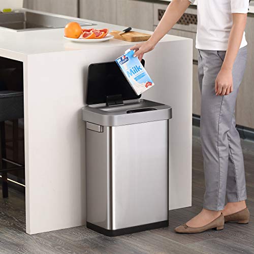 Touchless Motion Sensor Trash Can, 13.2 Gallon, Brushed Stainless Steel A497976