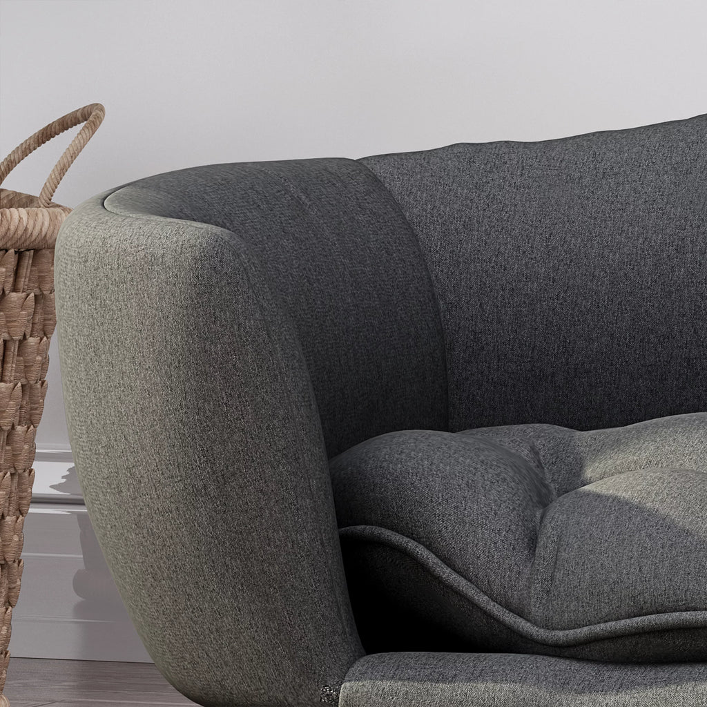 Mid Century Small Plush Pet Bed, Dark Gray and Natural R30939