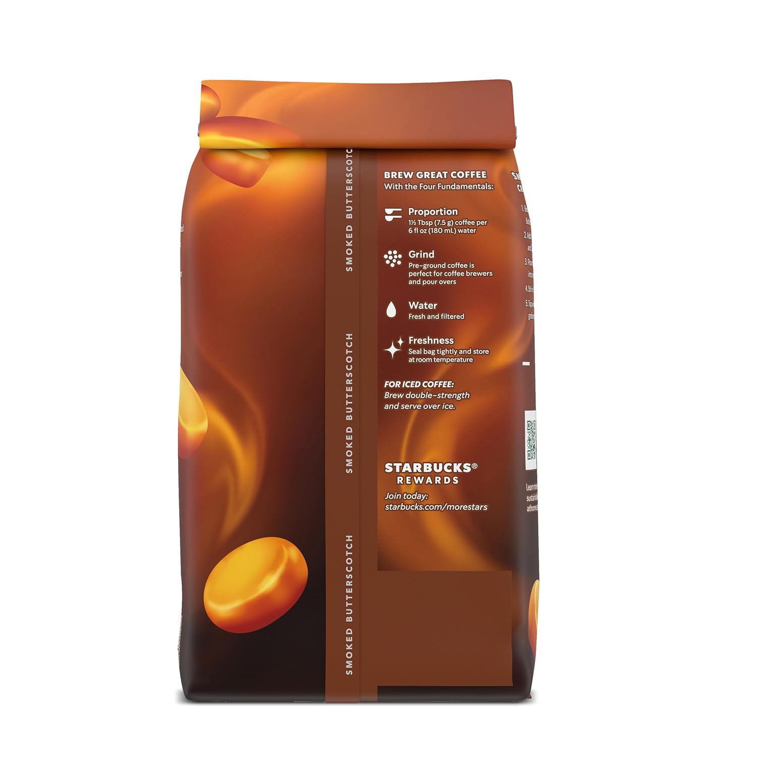Ground Coffee, Smoked Butterscotch, 100% Arabica, 17 Oz H584