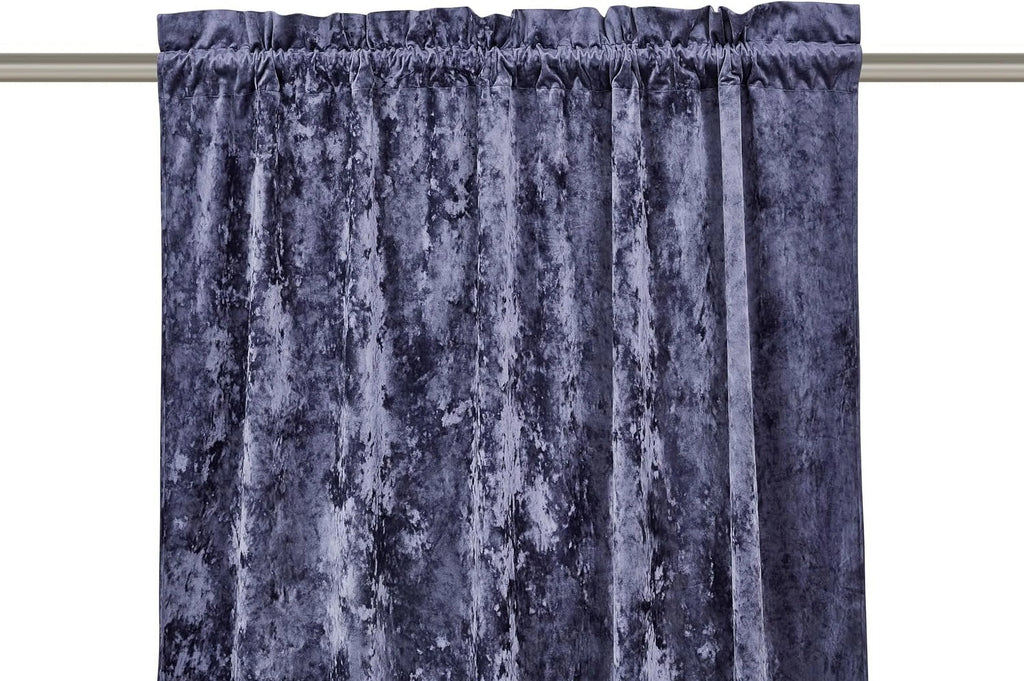 Purple Crushed Velvet Curtains 2 Panel Set, Room Darkening Rod Pocket Drapes 50" W x 84" L C893649