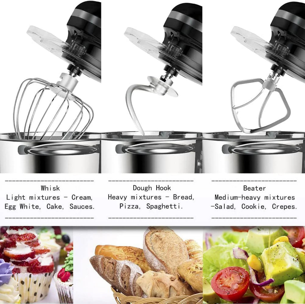 Stand Mixer 6.5-QT 660W 6-Speed Tilt-Head with Dough Hook, Wire Whip & Beater J833541