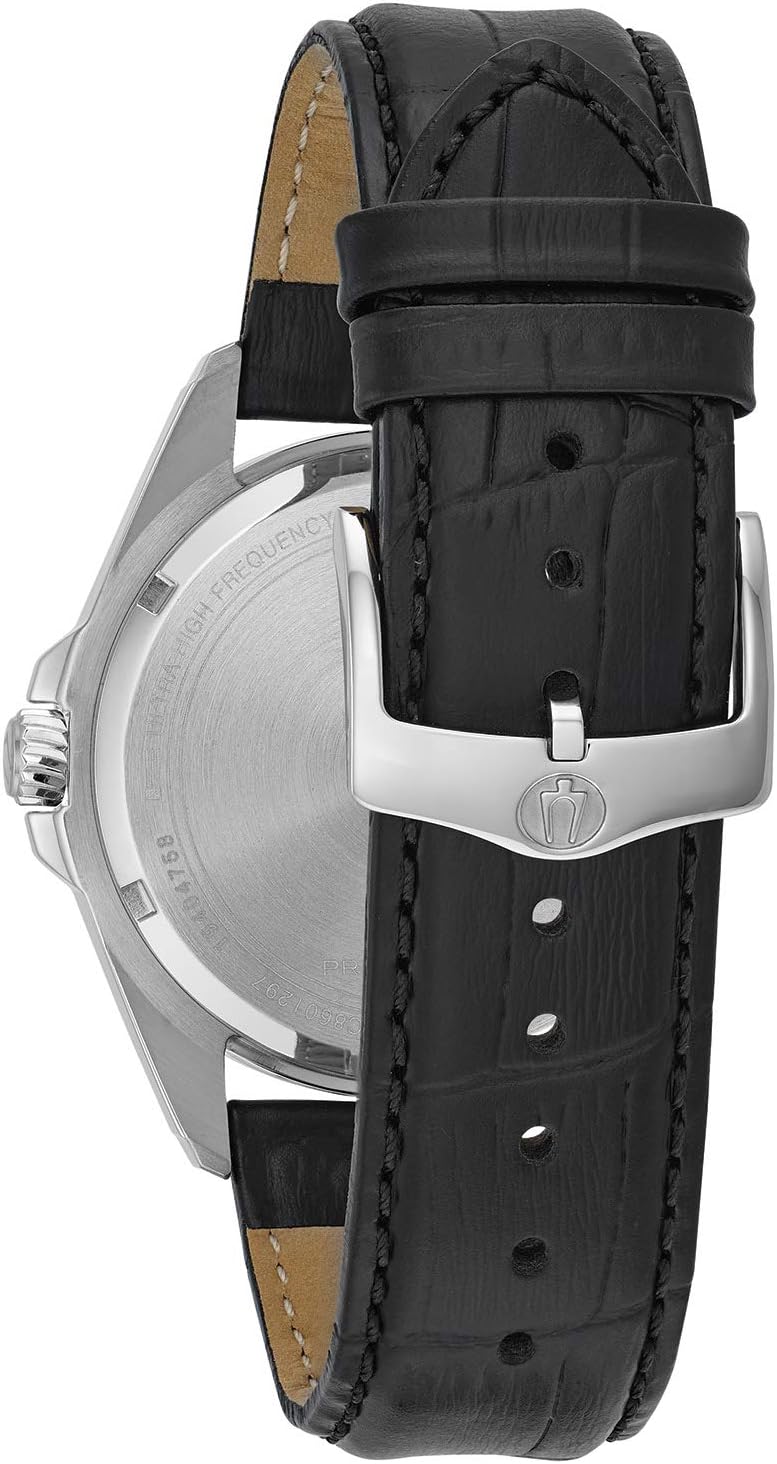 Men's Precisionist Calendar Stainless Steel Watch with Black Leather Strap and Blue Dial J481944