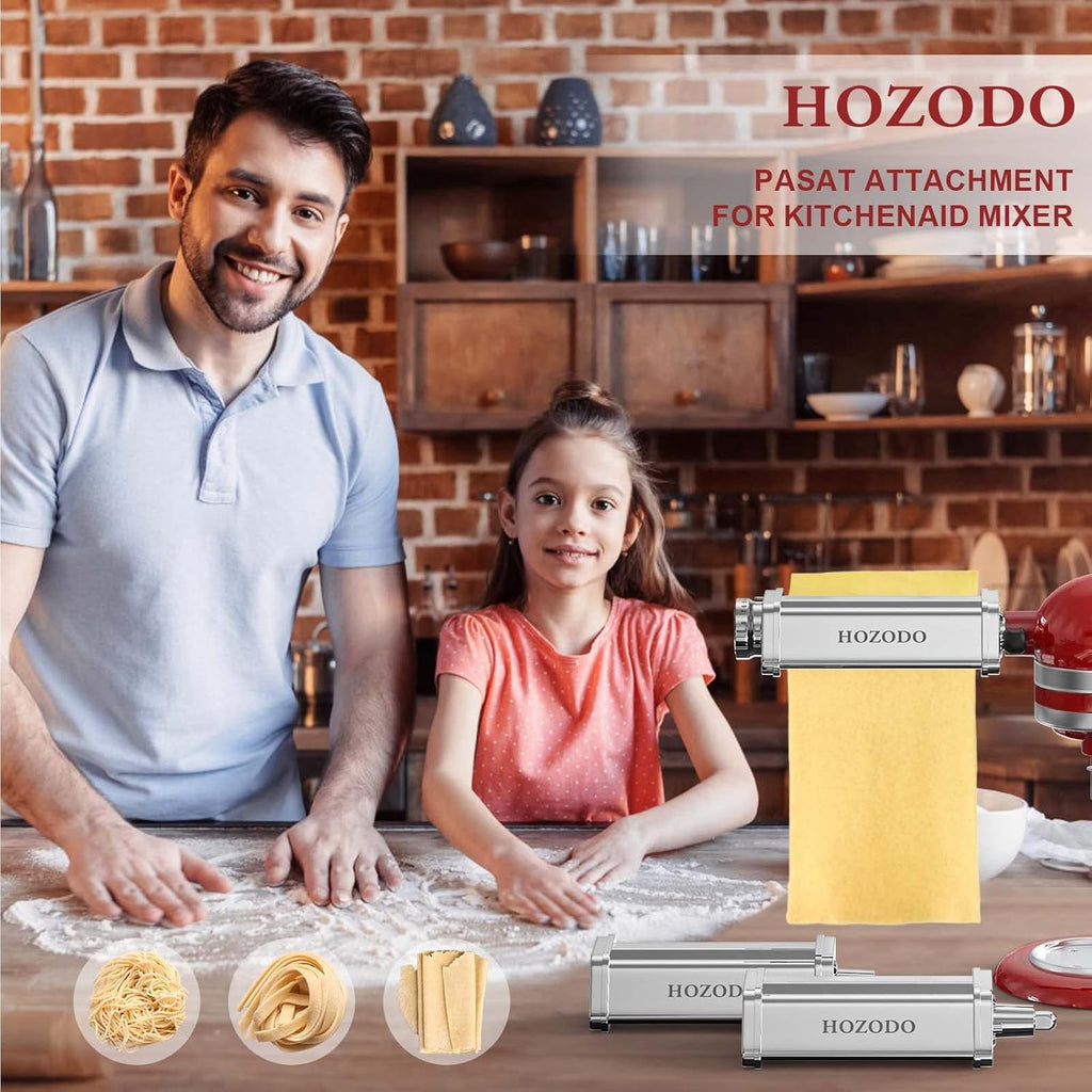 Pasta Attachment for Stand Mixer, 3 Piece Set with Sheet Roller and Cutter G242