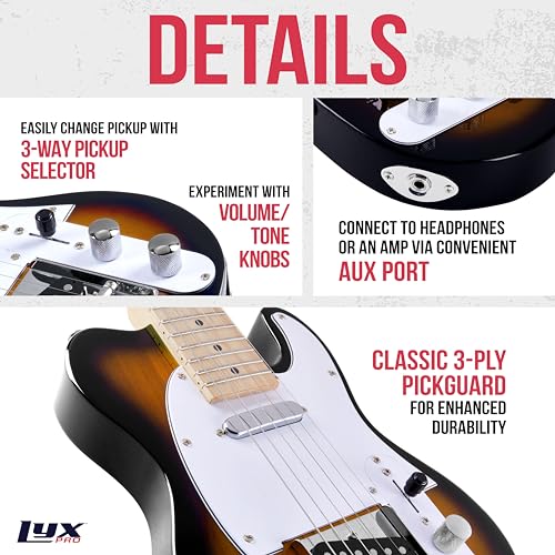 39" Electric Guitar, Full-Size Paulownia Wood Body, 3-Way Switch & Volume/Tone Controls Y993