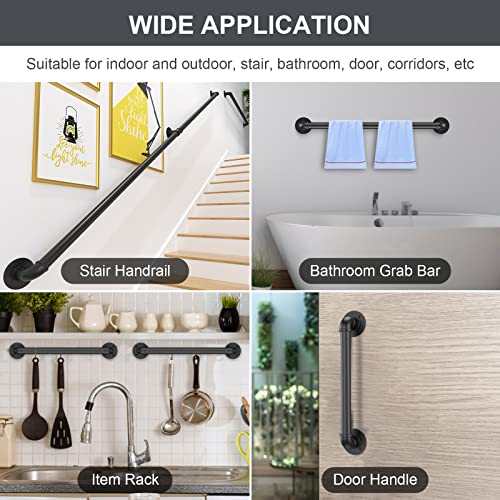 3FT Industrial Staircase Handrail Non-Slip Wall Mount Vintage Grab Bar Black Iron Pipe U17251
