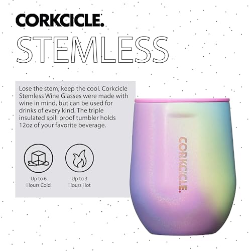 Insulated Stemless Wine Glass Tumbler, 12 oz, Stainless Steel, Powder Blue X9797