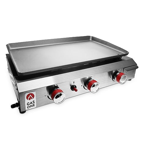 26 Inch Flat Top Gas Grill with 3 Burners for RV Camping Y16043