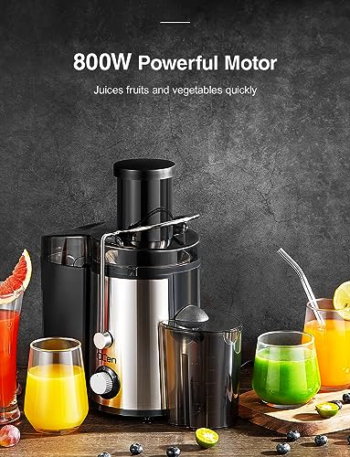 Juicer Machine, 800W Centrifugal Extractor with Wide Mouth Feed Chute, Stainless Steel, BPA-free Y425329