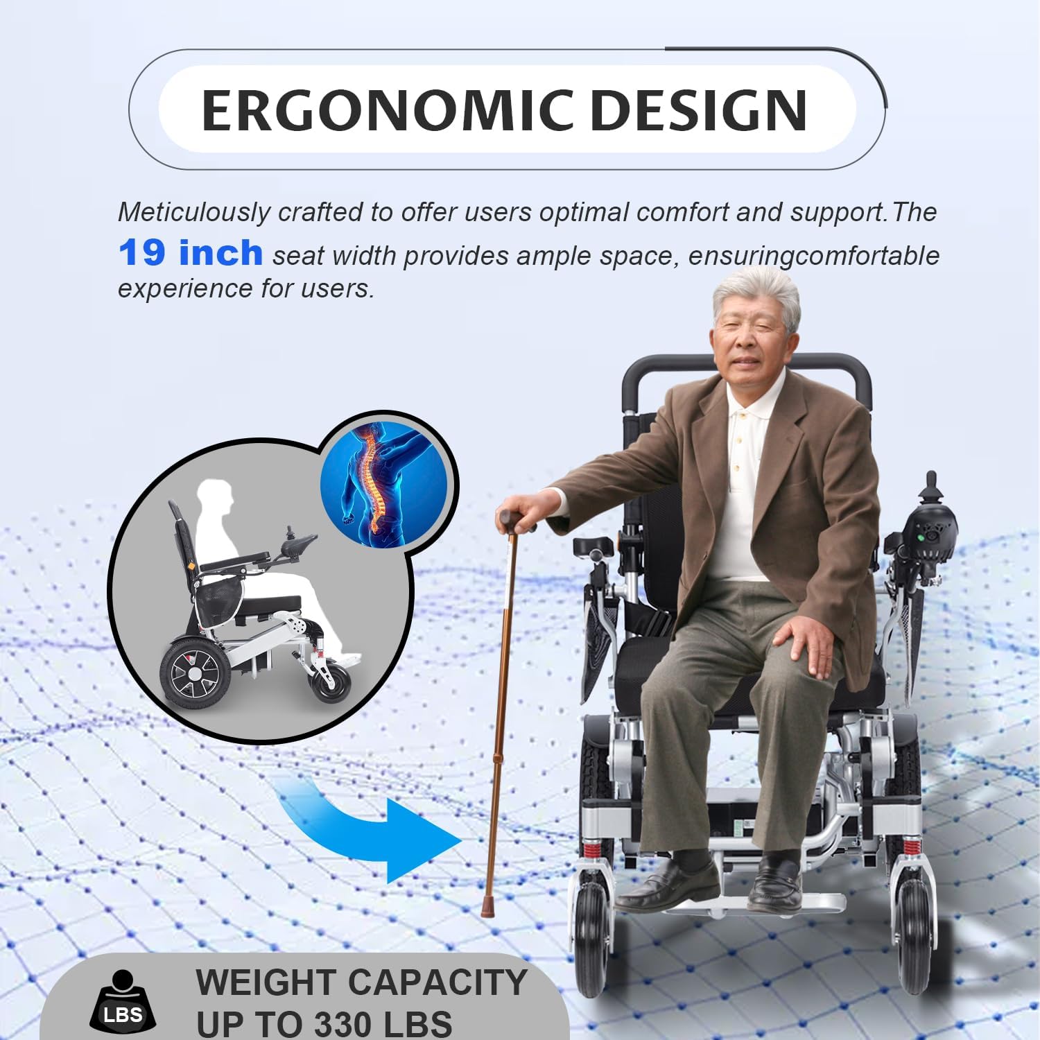 Electric Wheelchair for Adults, Lightweight Folding, 20 Mile Range X947