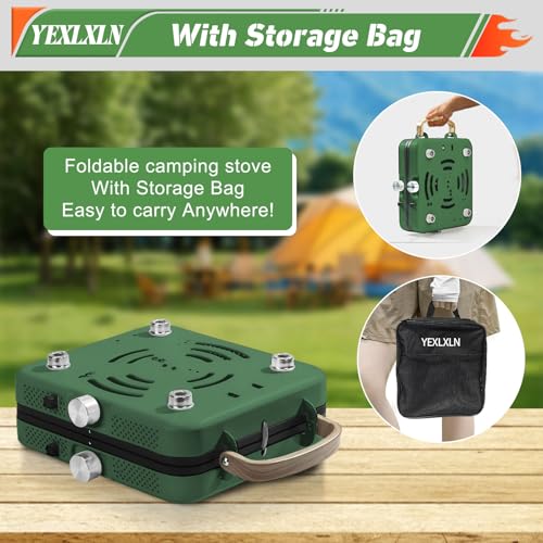 Foldable 2-Burner Camping Stove with Griddle and Carrying Bag Z769