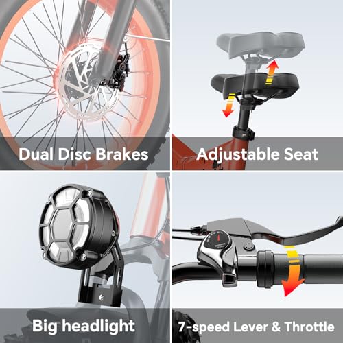 Folding Electric Bike for Adults Full Suspension, 52V 20AH Fat Tire N549125