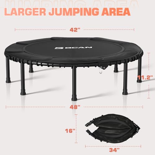 Foldable Mini Trampoline for Adults, 40/48 Inch Indoor Exercise Rebounder N9596