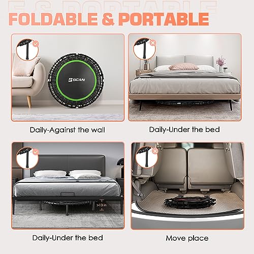 Foldable Mini Trampoline for Adults, 40/48 Inch Indoor Exercise Rebounder N9596