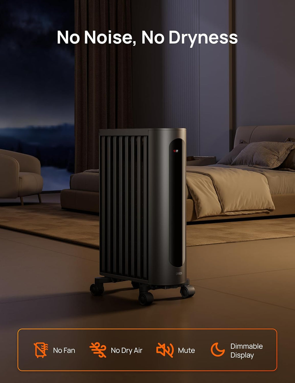 Oil Filled Radiator Heater, 1500W with Remote Control, 24-Hour Timer, Indoor Use M961
