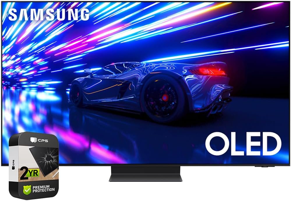 SAMSUNG QN55S95DAFXZA 55 inch HDR OLED Smart TV 2024 (Renewed) Bundle with 2 YR CPS Enhanced Protection Pack