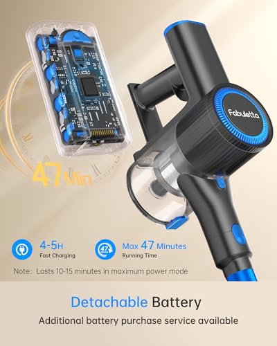 Cordless Vacuum Cleaner for Home, Lightweight Stick Vacuum with Detachable Battery X7497