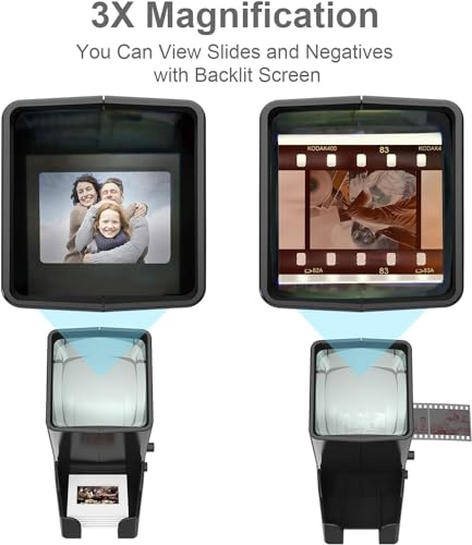 35mm Slide and Film Viewer, 3X Magnification LED Lighted, USB or Battery Powered A8222