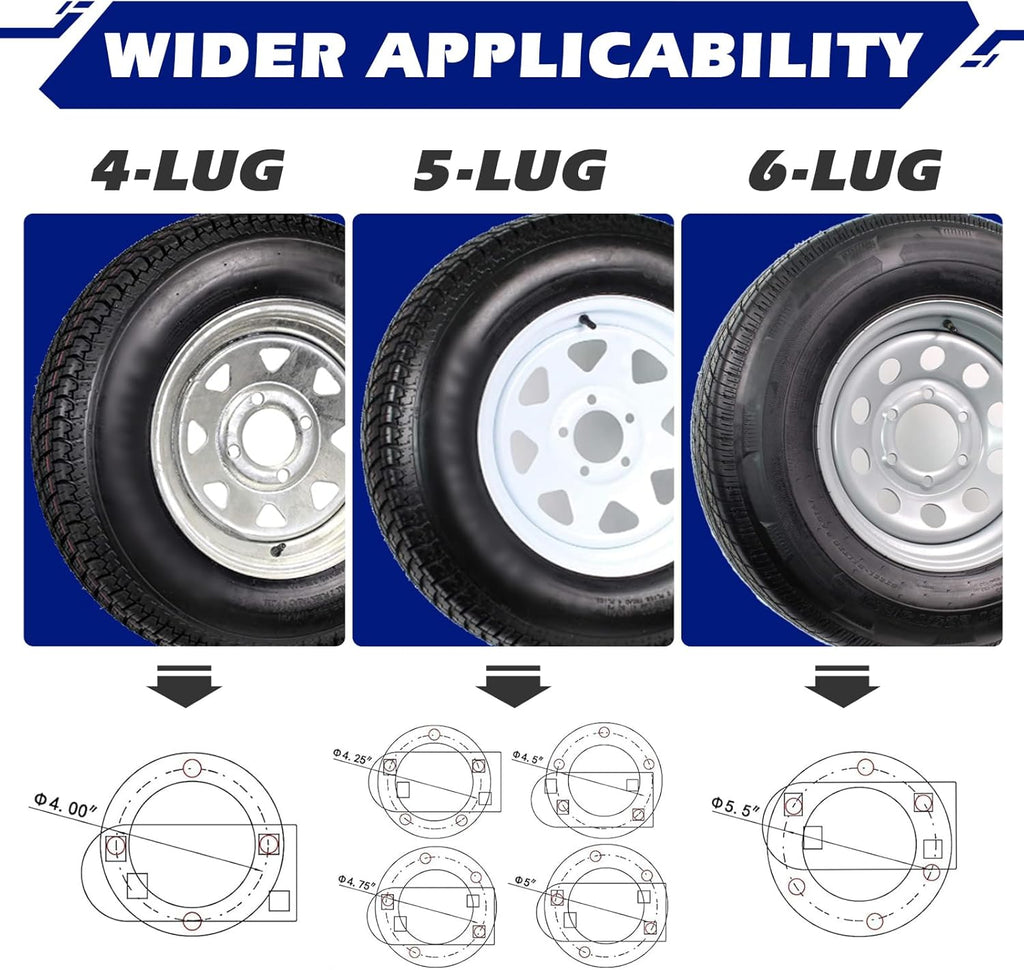 Spare Tire Carrier Mount for Trailer Wheels, Fits 4-6 Lug Bolt Patterns R401349