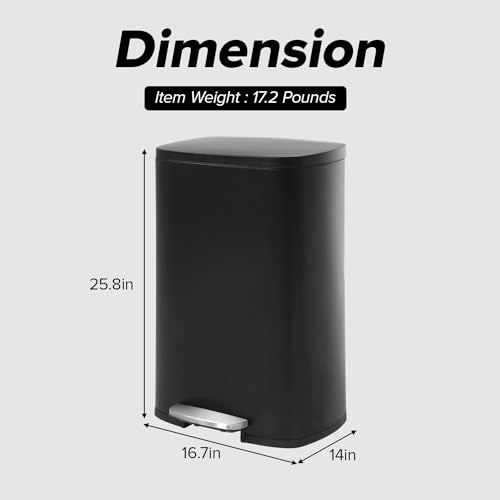 Stainless Steel 13 Gallon Step Trash Can for Kitchen and Bathroom S832