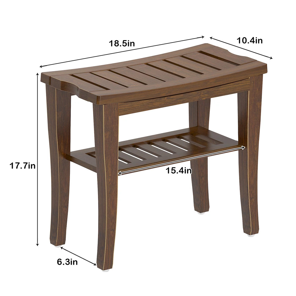 Bamboo Bathroom Bench Shower Stool Non-slip Waterproof Seat J2608