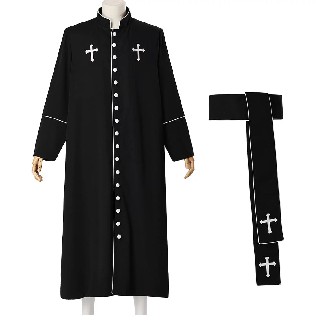 Men's Priest Cassock Pastor Robe with Belt V29255